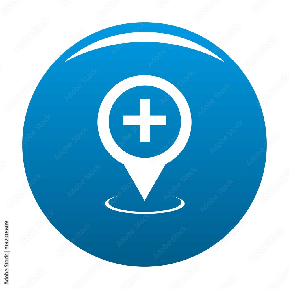 Hospital map pointer icon vector blue circle isolated on white background Hospital map pointer icon vector blue circle isolated on white background