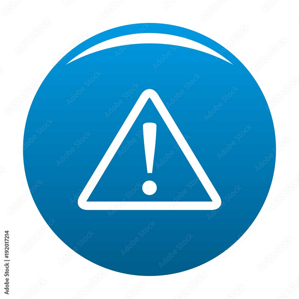 Warning sign icon vector blue circle isolated on white background Warning sign icon vector blue circle isolated on white background