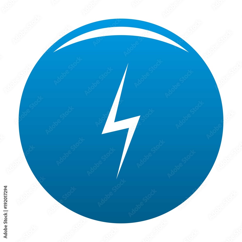 Lightning icon vector blue circle isolated on white background Lightning icon vector blue circle isolated on white background