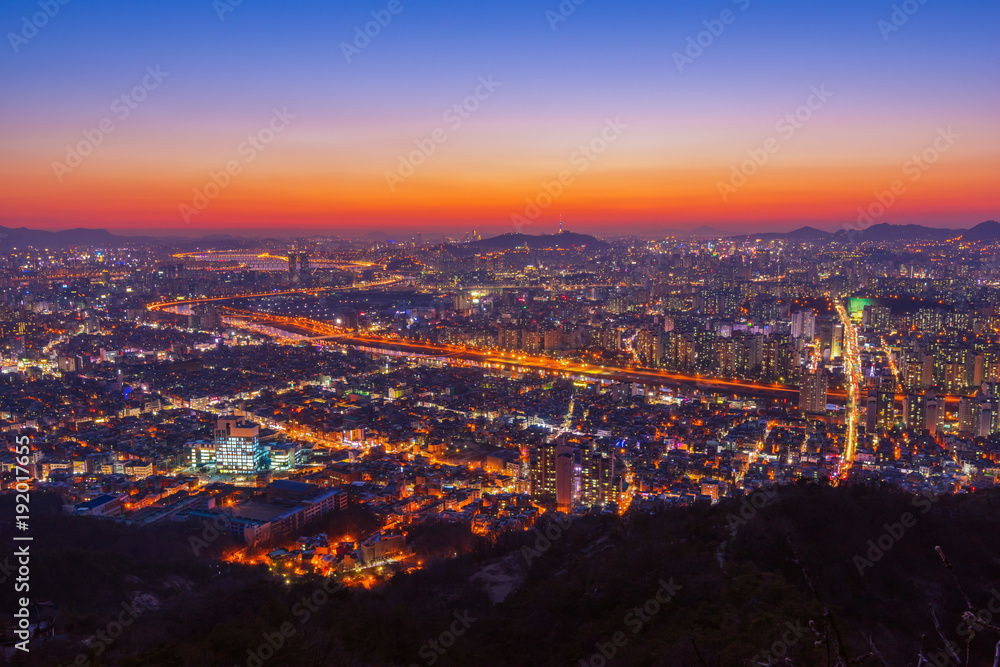 Sunset at Seoul City Skyline, The best view of South Korea