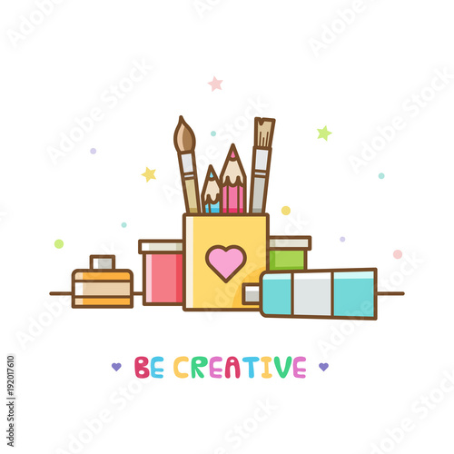 Art supplies. Vector illustration.