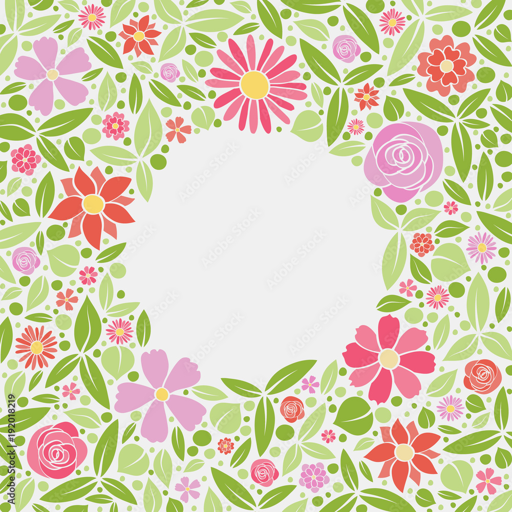 Background with flowers and copyspace. Layout of a spring poster. Vector.