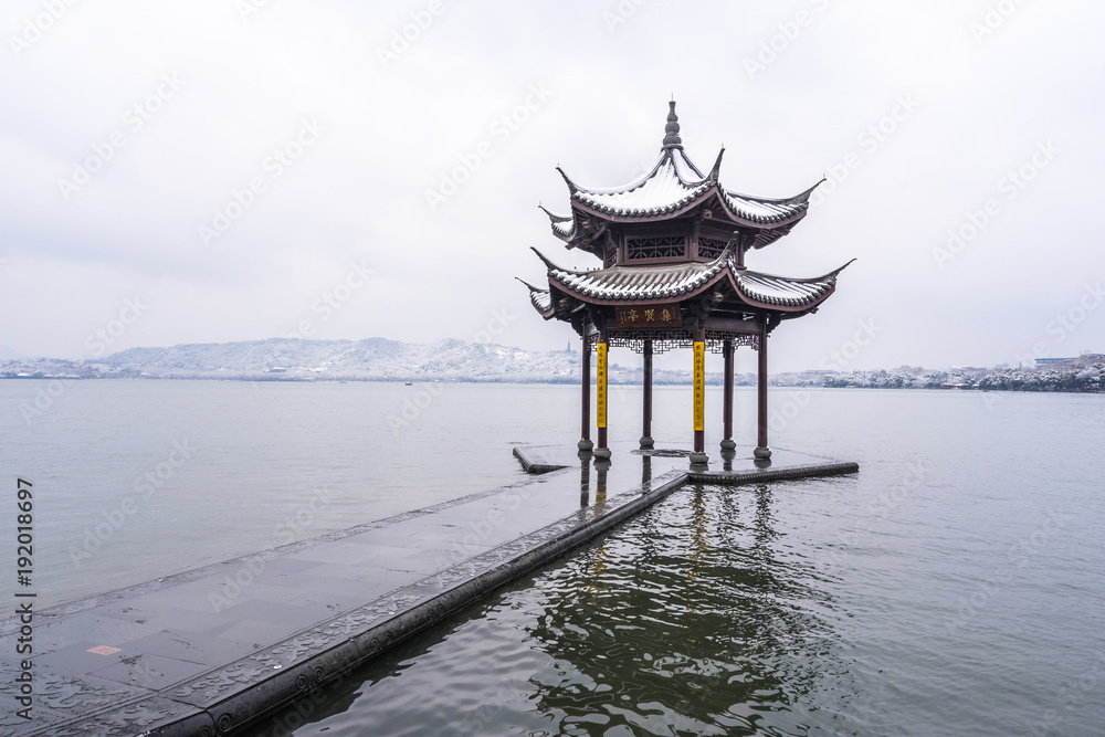 Jixian Pavilion in hangzhou,the chinese word in photo means Jixian Pavilion in hangzhou,the chinese word in photo means