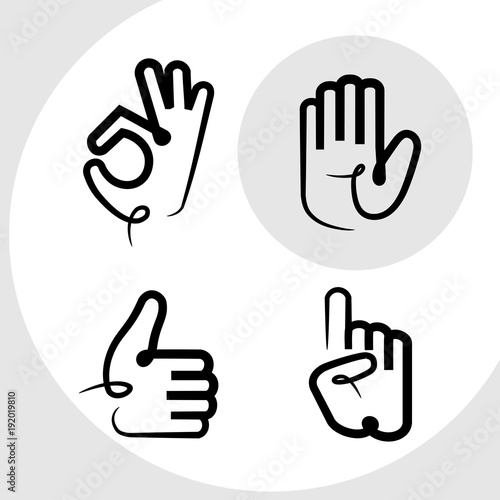 Signs of communication created by hands collected in the set