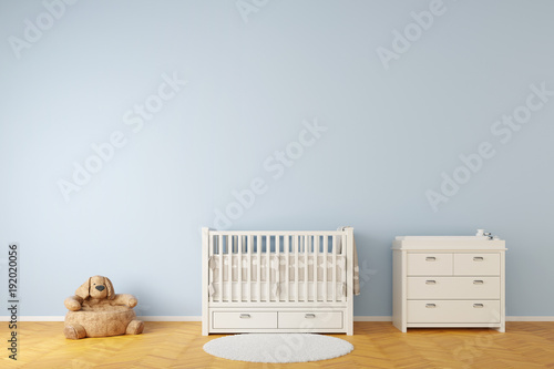 Nursery room with crib and toys