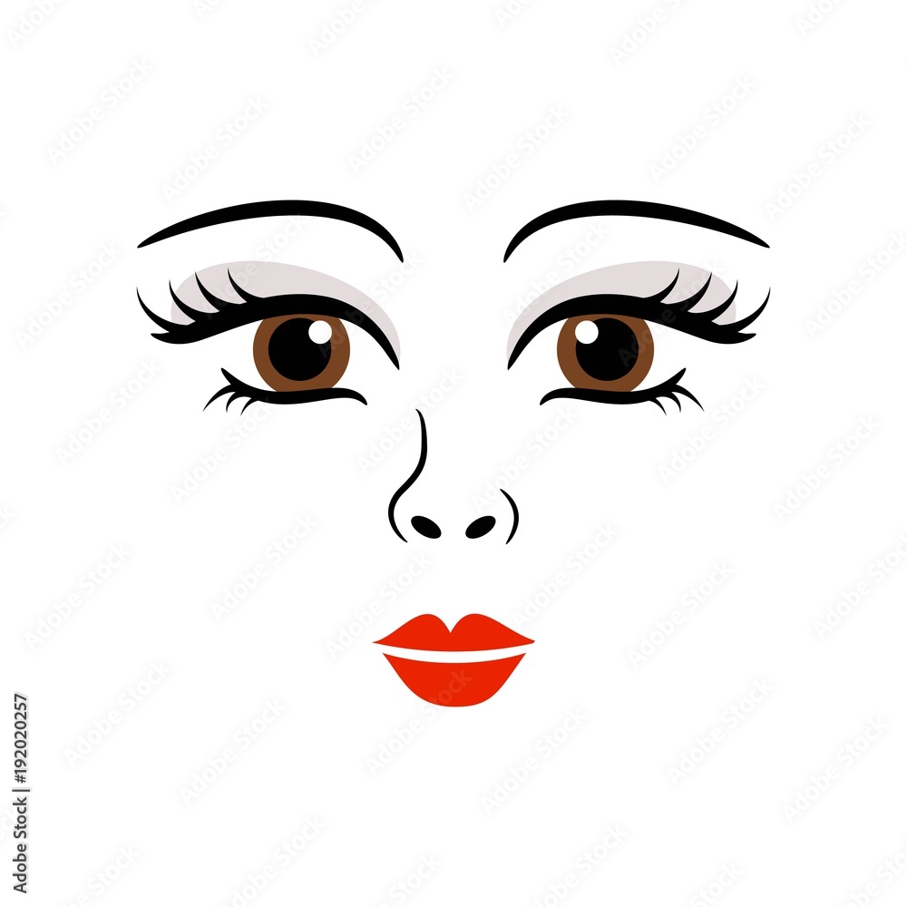 Doll, girl, woman cute face template vector Doll, girl, woman cute face template vector