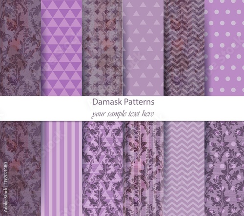Baroque Oriental ornament pattern trendy texture set collection Vector. Royal...