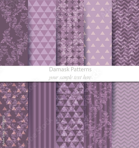 Classic ornament pattern trendy texture set collection Vector. Royal fabric decor illustration. Abstract modern combinations