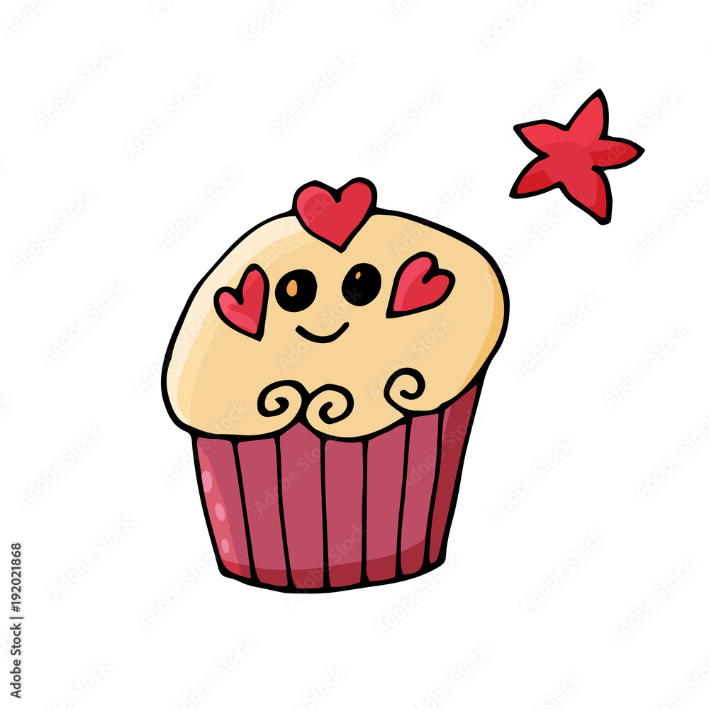 Cupcake in cute cartoon style Cupcake in cute cartoon style