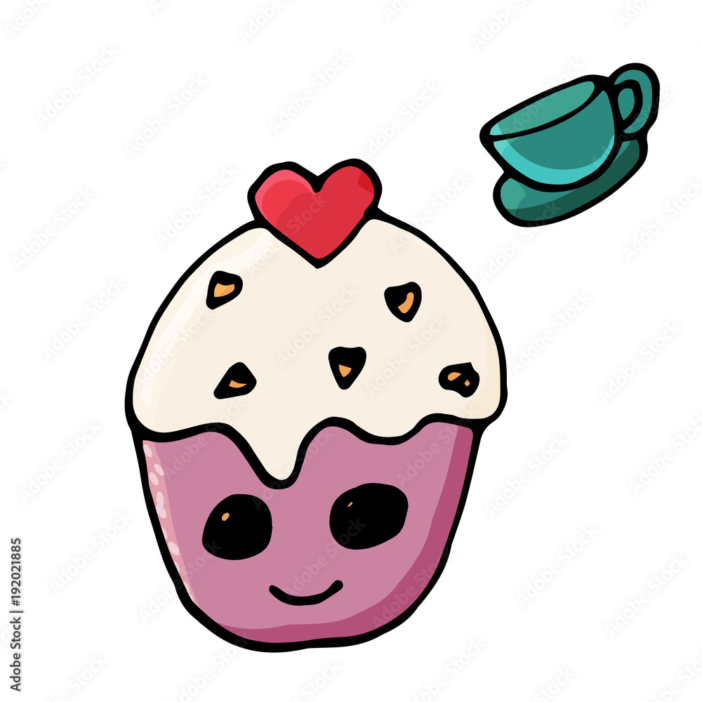 Cupcake in cute cartoon style Cupcake in cute cartoon style