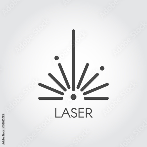 Laser ray half circle icon drawing in outline design. Graphic thin line stroke pictograph. Technology concept contour web sign. Vector illustration of laser cutting series