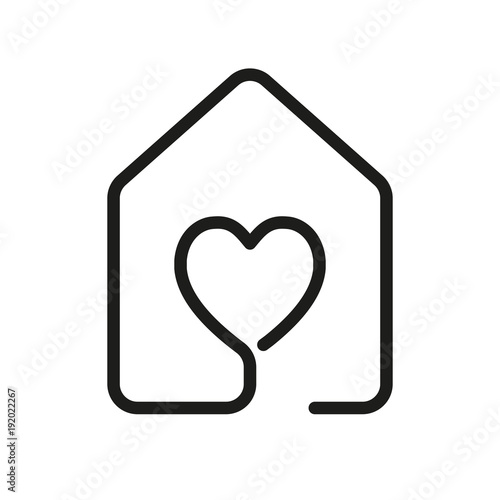 house with heart icon. line style