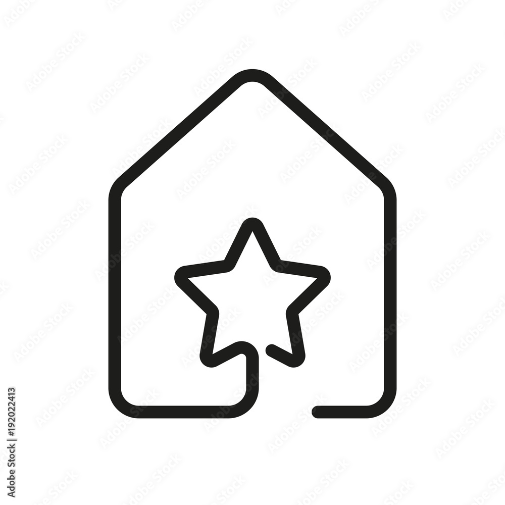 house with star icon. line style house with star icon. line style