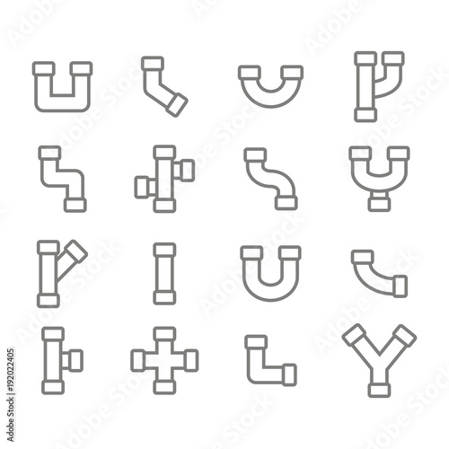  monochrome icon set with vector pipes for your design