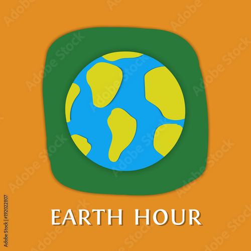 Earth hour card in paper cut style