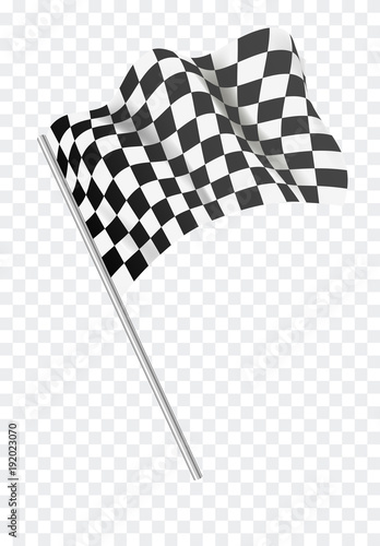 Chequered flag flying. Vector illustration.