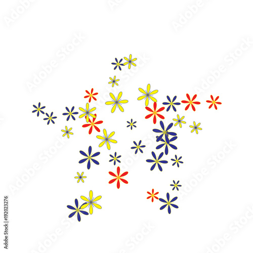 Delicate Floral Pattern with Simple Small Flowers for Greeting Card or Poster. Naive Daisy Flowers in Primitive Style. Vector Background for Spring or Summer Design. © OLENA