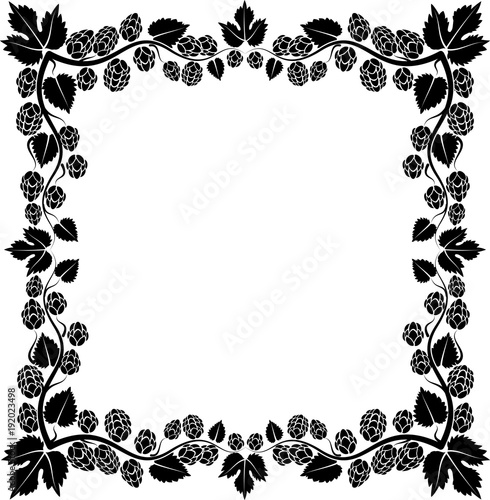 frame with hop cones