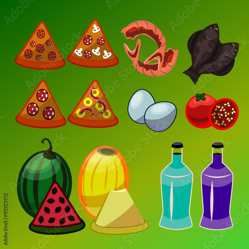 Vector set of isolated food icons