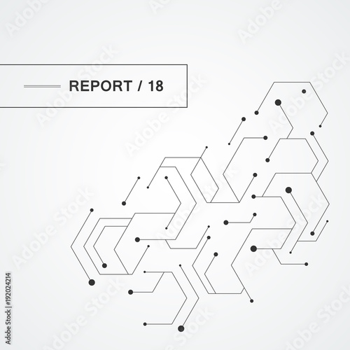 Hexagonal technology pattern. Molecular connect composition