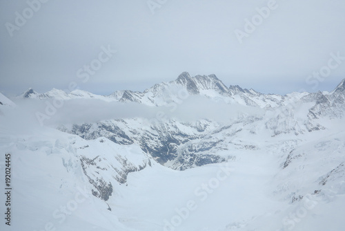 View on the peak of  the biggest glacier of jungfrau. Bernese Oberland, Switzerland. Swiss Alps © flowertiare