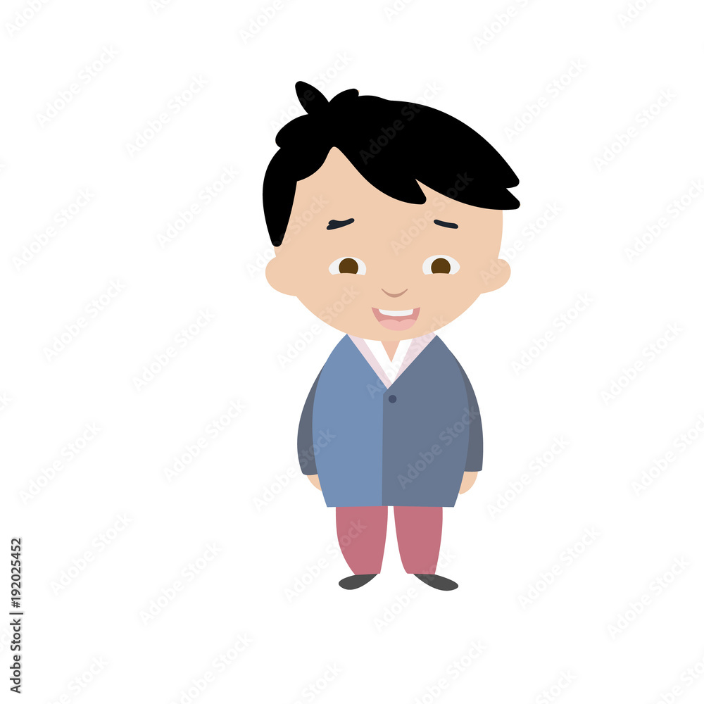 Boy in korean traditional costume in flat style. Boy in korean traditional costume in flat style.