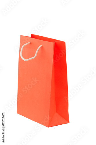 Orange package from paper, isolated on white