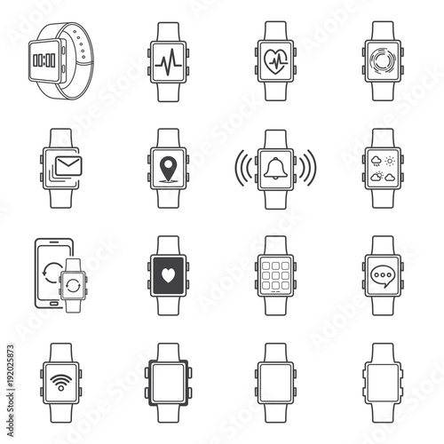 smartwatch technology line icon. editable stroke. vector illustration