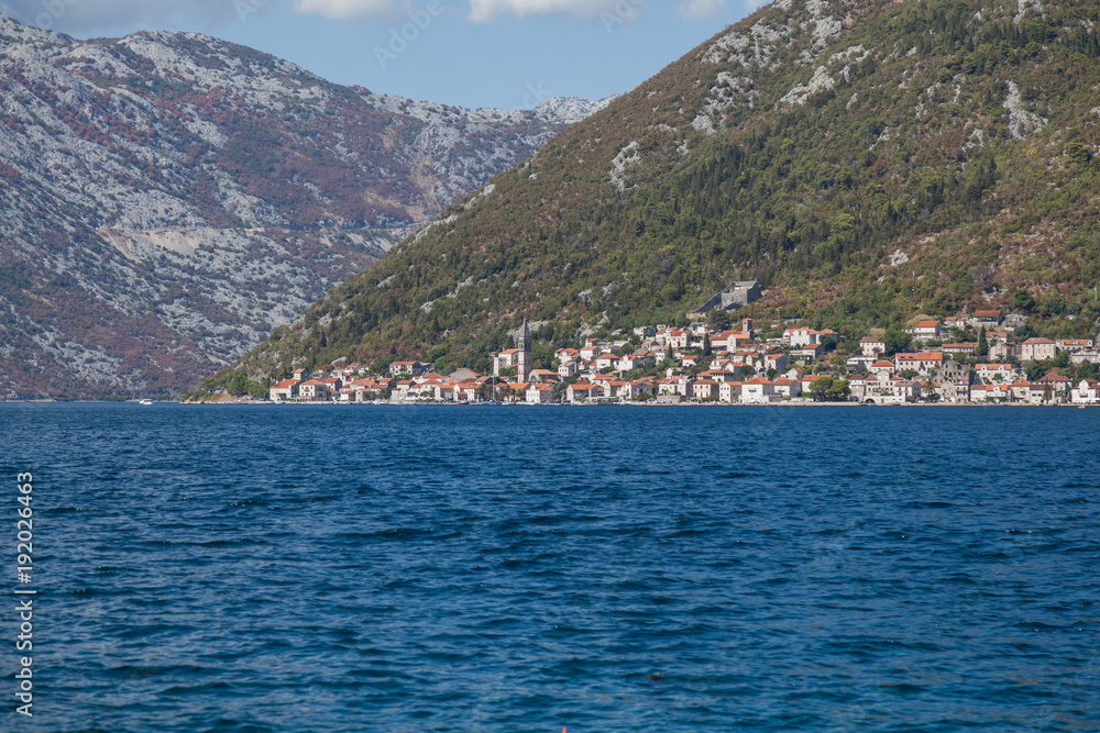 view of the Bay of Kotor, town of Perast, Montenegro view of the Bay of Kotor, town of Perast, Montenegro