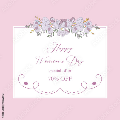 Womans Day collection sale banners.Sale Discount 8 March Happy Women s Day poster. Eighth March gift card. Spring Holiday Sale. Futuristic, promotion design. Advertising, Marketing, greeting cards © gala