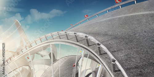 Design concept for a sport background. Road like the roller coaster.