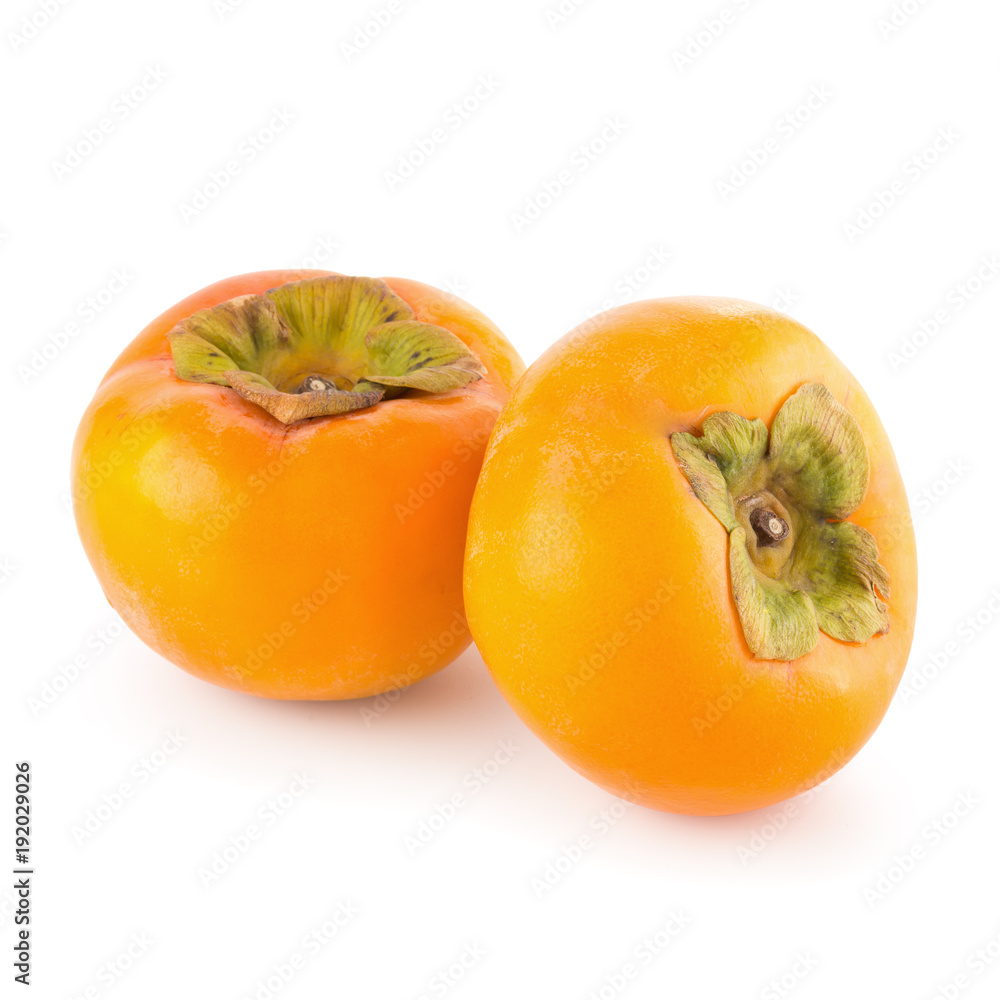 fresh ripe persimmons isolated on white background fresh ripe persimmons isolated on white background