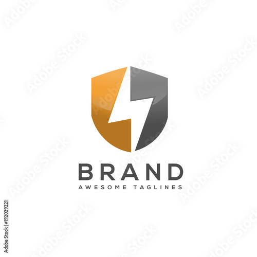 thunder shield logo, lighting shield logo, flash power shield logo, flash security logo