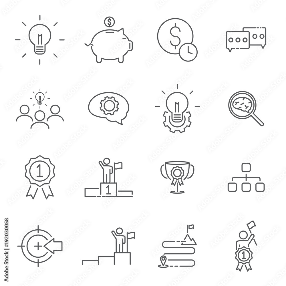 set of line icon the way to success. editable strock. vector illustration.