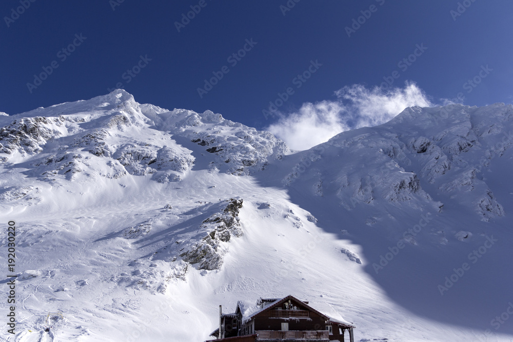Snowy mountains in Fagarasi, Romania, Balea lake Snowy mountains in Fagarasi, Romania, Balea lake