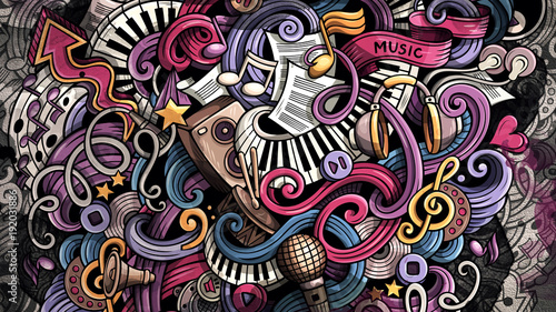 Canvas Print Doodles Music illustration. Creative musical background