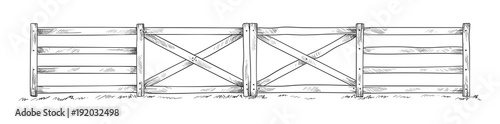 Wooden sketch fence. Vector illustration