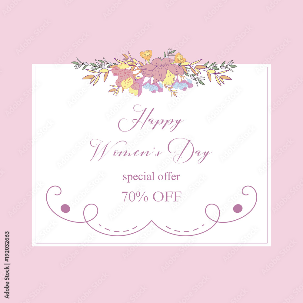 Womans Day collection sale banners.Sale Discount 8 March Happy Women s Day poster. Eighth March gift card. Spring Holiday Sale. Futuristic, promotion design. Advertising, Marketing, greeting cards