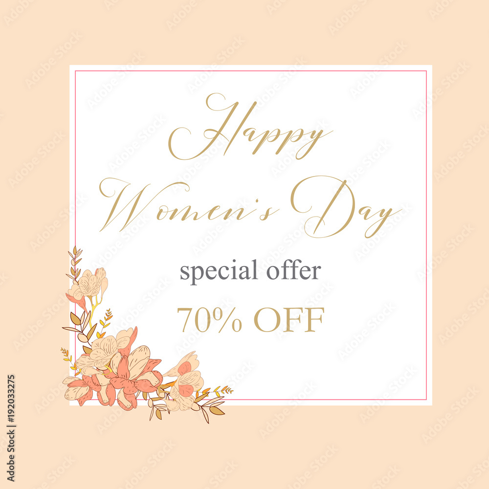 Womans Day collection sale banners.Sale Discount 8 March Happy Women s Day poster. Eighth March gift card. Spring Holiday Sale. Futuristic, promotion design. Advertising, Marketing, greeting cards