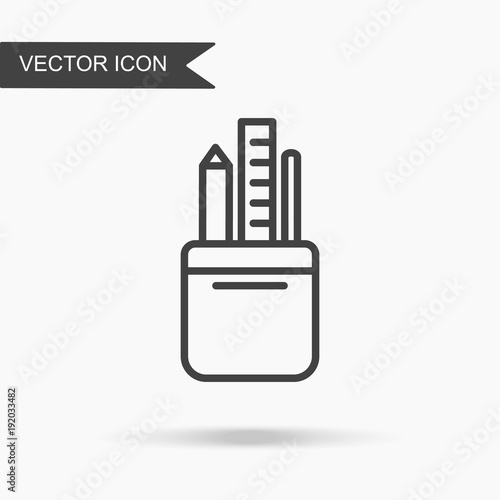 Modern and simple vector illustration badge icon with photo. Flat image with thin lines for application, website, interface, business presentation, infographics on white isolated background.