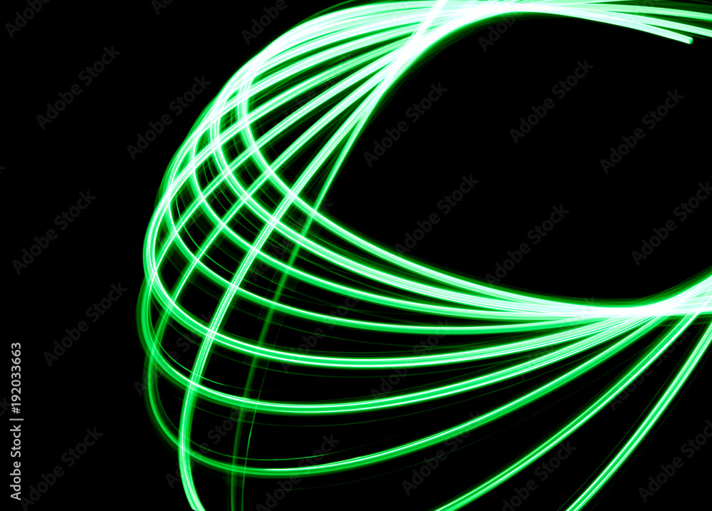 Wunschmotiv: Spirographic, abstract, light patterns on a black background created with L.E.D. lighti