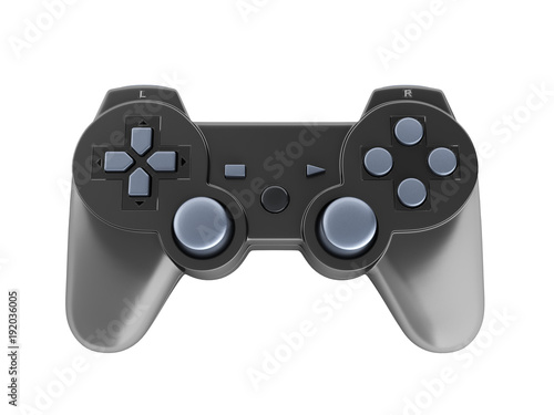 black gamepad top view without shadow isolated on white background 3d