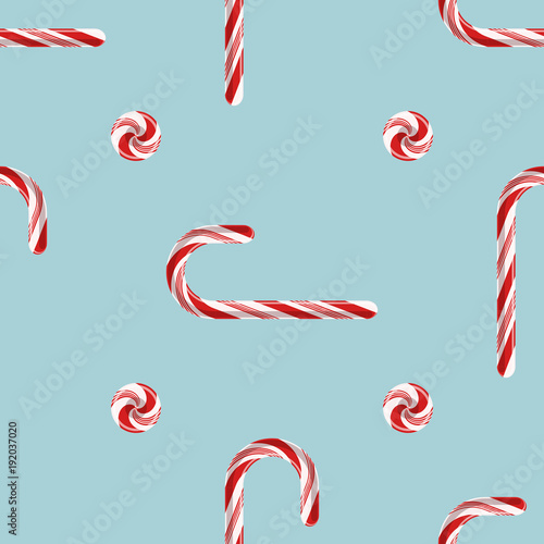 Seamless pattern with candy cane lollypops