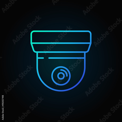 CCTV vector blue sign or icon in thin line style