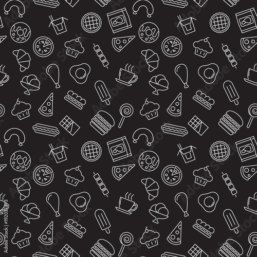 Fast food dark vector seamless pattern