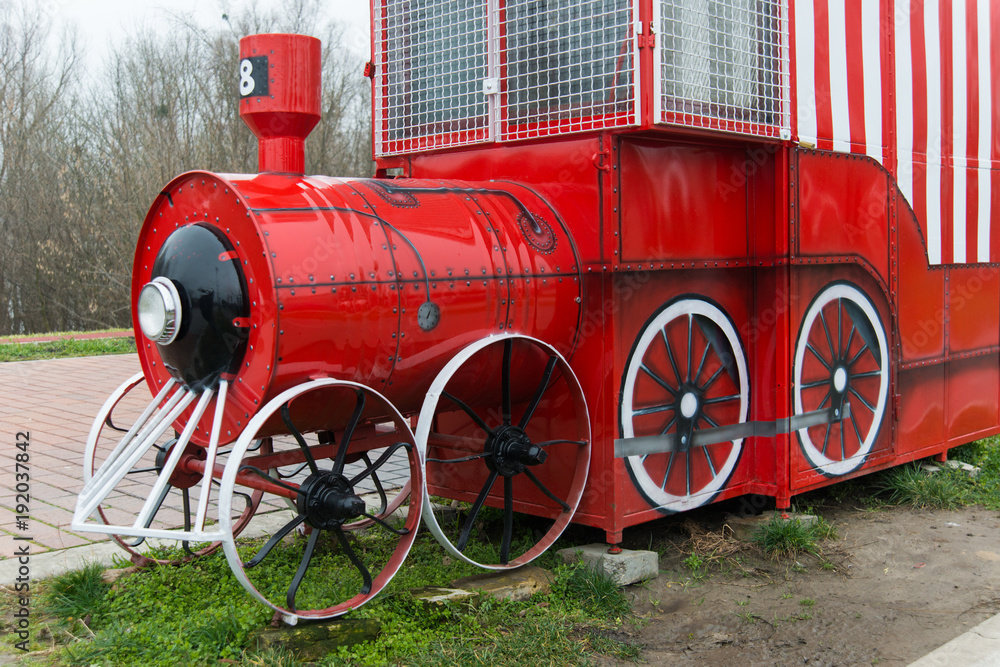 Fototapeta premium Imitation of red locomotive