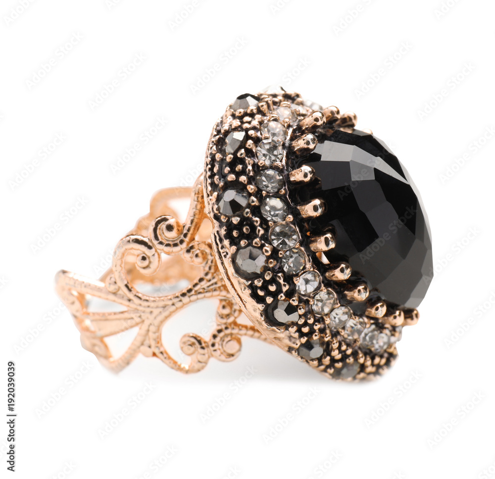 Beautiful stylish ring on white background Beautiful stylish ring on white background