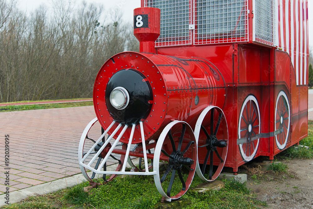 Naklejka premium Imitation of red locomotive