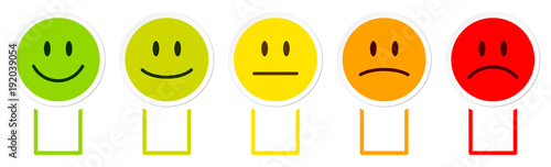 5 Mood Faces Color Boxes Horizontal