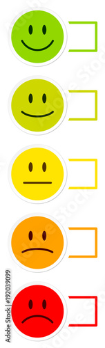 5 Mood Faces Color Boxes Vertical